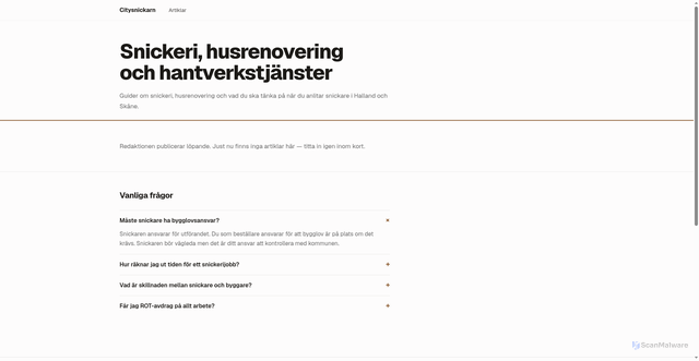 Security scan screenshot of https://citysnickarn.se