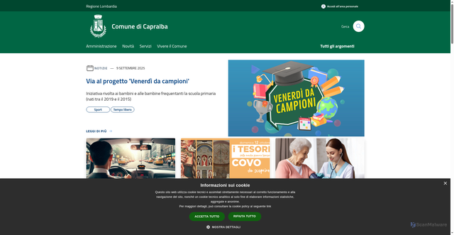 Security scan screenshot of https://www.comune.capralba.cr.it/it