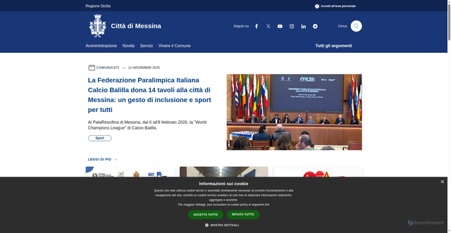 Security scan screenshot of https://www.comune.messina.it/it