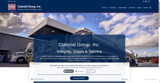 Security scan screenshot of https://colonialgroupinc.com