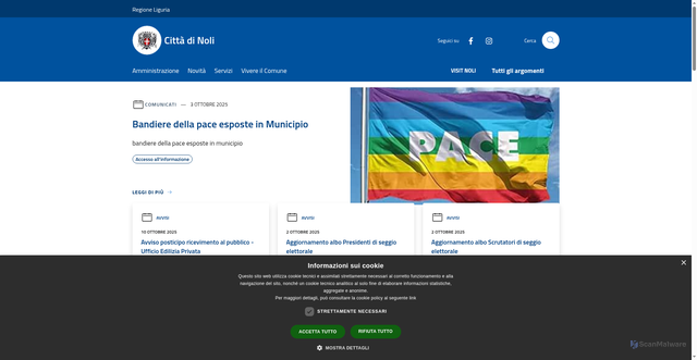 Security scan screenshot of https://www.comune.noli.sv.it/it