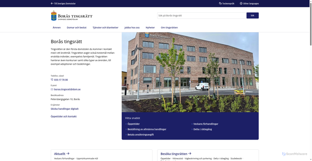 Security scan screenshot of https://www.domstol.se/boras-tingsratt/