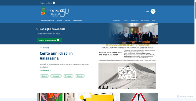 Security scan screenshot of https://www.provincia.lecco.it/
