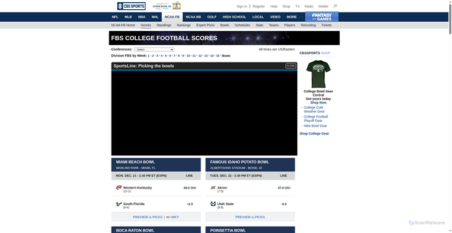 Security scan screenshot of https://www.colleyrankings.com/foot2015/scores/CBS/fbs16.html