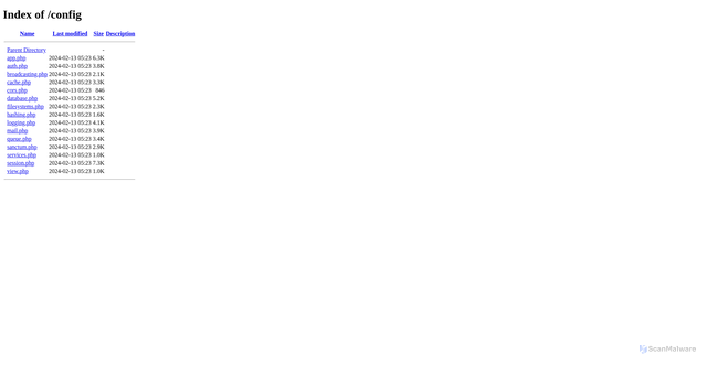 Security scan screenshot of http://pyscore.live/config/