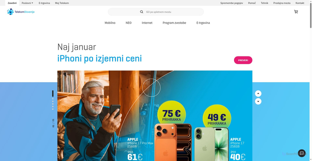 Security scan screenshot of https://telekom.si