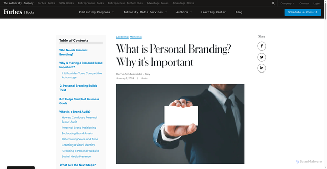 Security scan screenshot of https://books.forbes.com/blog/what-is-personal-branding/