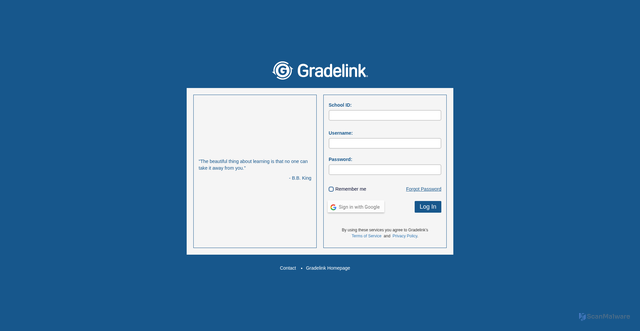Security scan screenshot of https://secure.gradelink.com