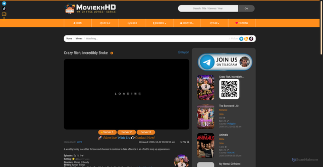 Security scan screenshot of https://moviekhhd.biz/watch?id=10091