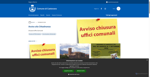 Security scan screenshot of https://www.comune.castorano.ap.it