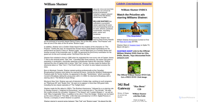Security scan screenshot of https://www.emol.org/celebrities/shatner/index.html