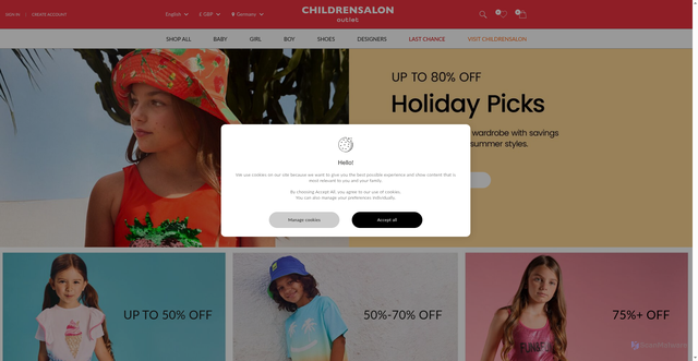 Security scan screenshot of https://www.childrensalonoutlet.com