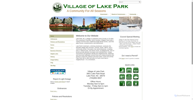 Security scan screenshot of https://lakeparknc.gov/