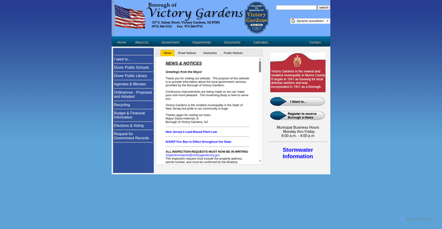 Security scan screenshot of https://victorygardensnj.gov/