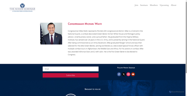 Security scan screenshot of https://nixonseminar.com/congressman-michael-waltz/
