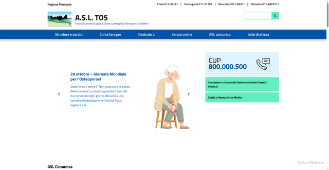 Security scan screenshot of https://www.aslto5.piemonte.it/