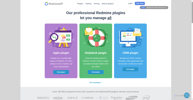 Security scan screenshot of https://redmineup.com