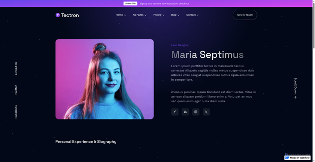 Security scan screenshot of https://tectron.pages.dev/team-details/maria-septimus