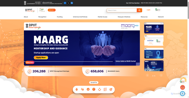 Security scan screenshot of https://www.startupindia.gov.in/content/sih/en/home-page.html