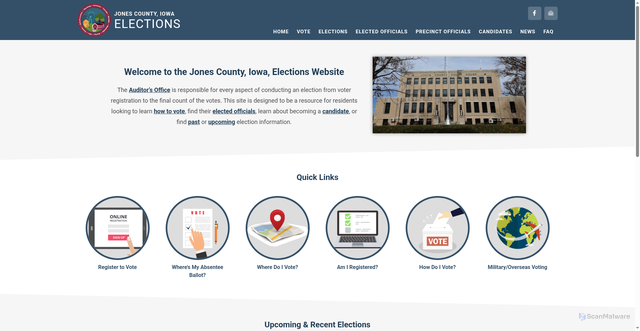 Security scan screenshot of https://jonescountyiowaelections.gov/