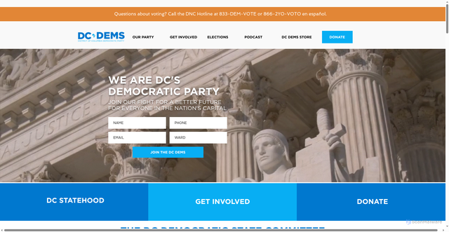 Security scan screenshot of https://www.dcdemocraticparty.org/