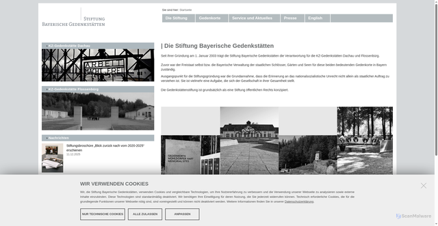 Security scan screenshot of https://www.stiftung-bayerische-gedenkstaetten.de/