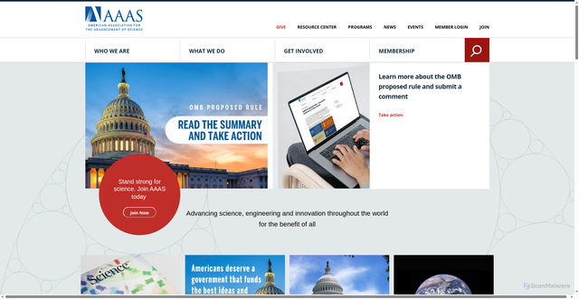 Security scan screenshot of https://www.aaas.org