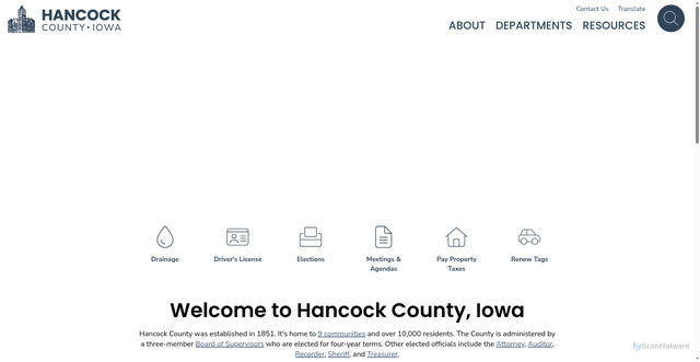 Security scan screenshot of https://hancockcountyia.gov/