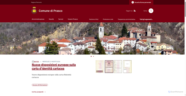 Security scan screenshot of https://www.comune.prasco.al.it/
