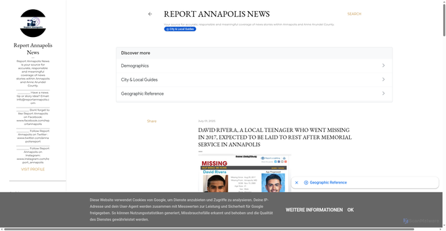 Security scan screenshot of https://www.reportannapolis.com/2025/07/david-rivera-local-teenager-who-went.html