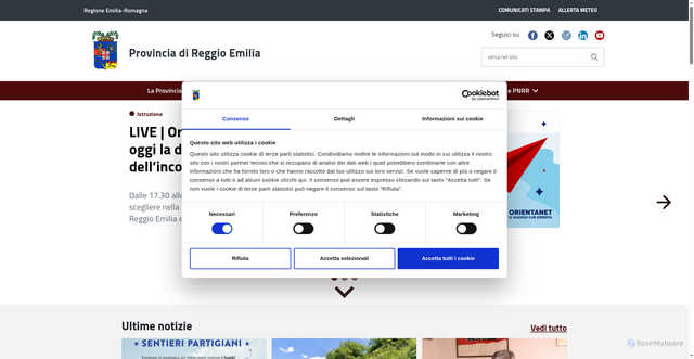 Security scan screenshot of https://www.provincia.re.it