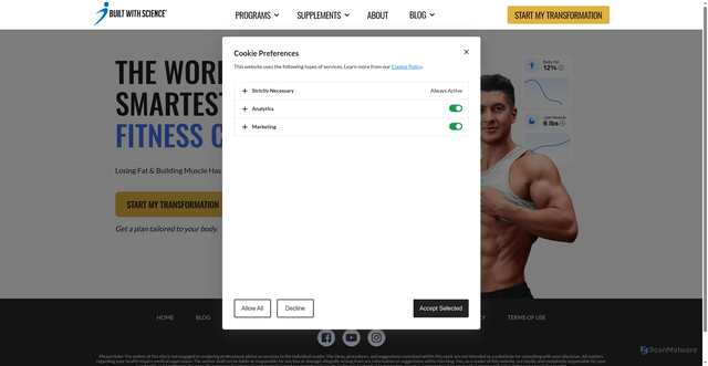 Security scan screenshot of https://builtwithscience.com