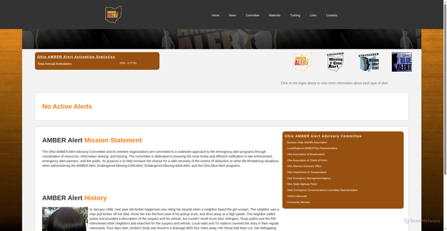 Security scan screenshot of https://servicesq.dps.ohio.gov/AmberAlert/