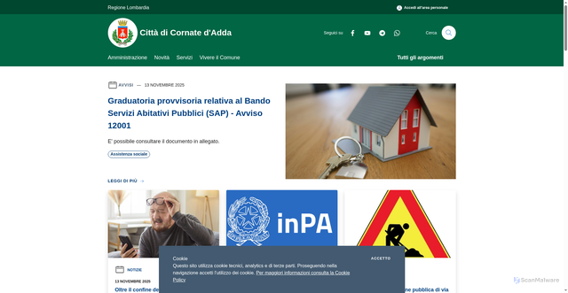 Security scan screenshot of https://www.comune.cornatedadda.mb.it/it