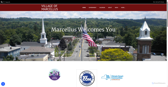 Security scan screenshot of https://www.villageofmarcellusny.gov/