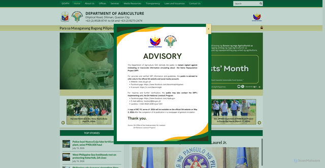 Security scan screenshot of da.gov.ph