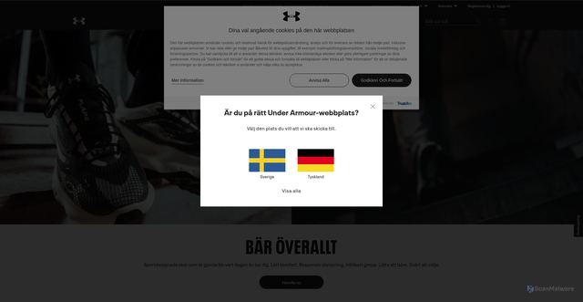 Security scan screenshot of https://underarmour.se
