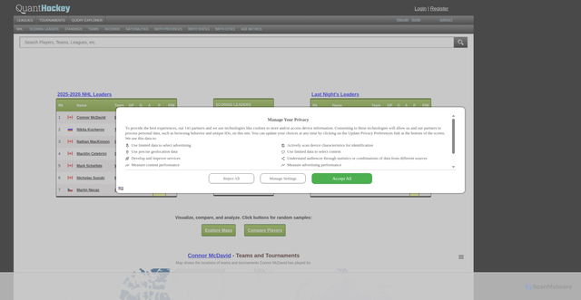Security scan screenshot of https://www.quanthockey.com