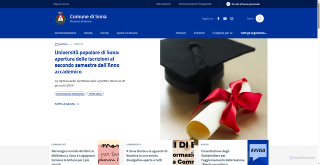 Security scan screenshot of https://www.comune.sona.vr.it/