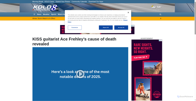 Security scan screenshot of https://www.kolotv.com/2025/11/10/kiss-guitarist-ace-frehleys-cause-death-revealed/