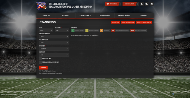 Security scan screenshot of https://www.tyfa.com/gamecenter/standings