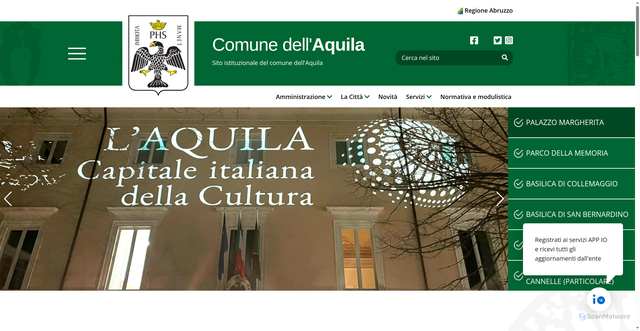 Security scan screenshot of https://www.comune.laquila.it/