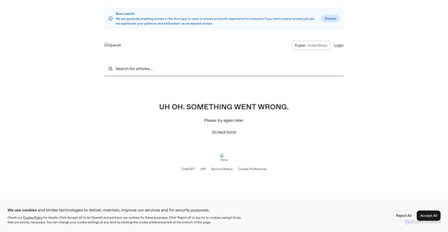 Security scan screenshot of https://help.openai.com/en/articles/12456897-getting-started-with-the-sora-app