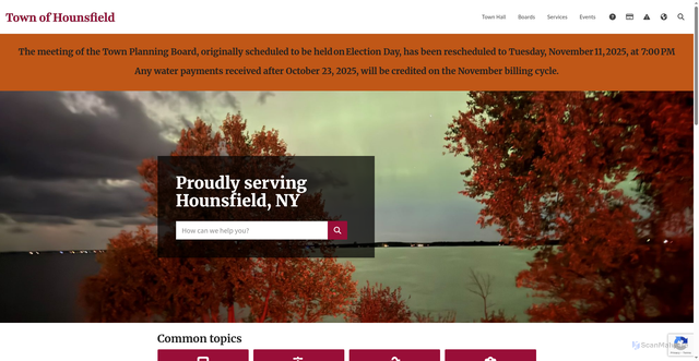 Security scan screenshot of https://townofhounsfield.gov/