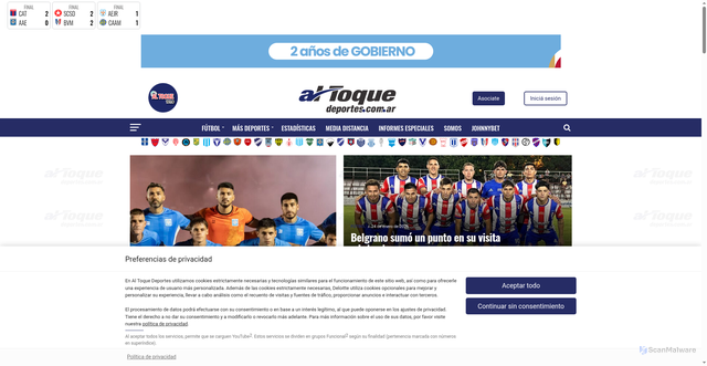 Security scan screenshot of https://altoquedeportes.com.ar