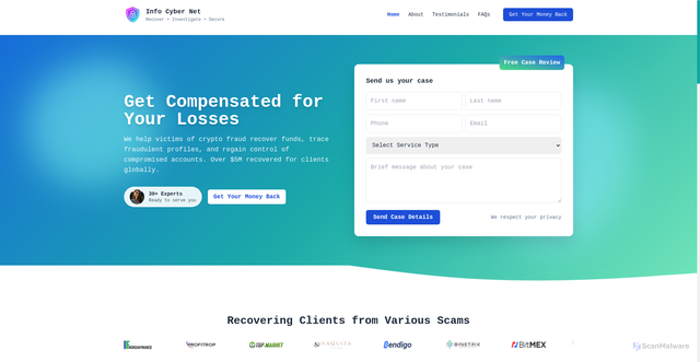 Security scan screenshot of http://infocybernet.com/