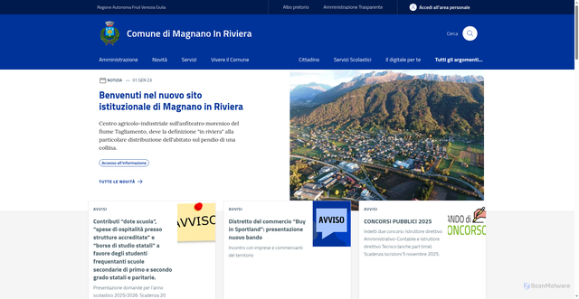 Security scan screenshot of https://www.comune.magnanoinriviera.ud.it/