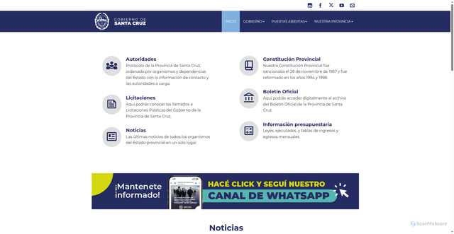 Security scan screenshot of https://santacruz.gob.ar