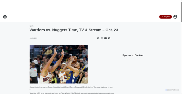Security scan screenshot of https://iheartsportsbayarea.iheart.com/content/2025-10-23-warriors-vs-nuggets-time-tv-stream-oct-23/