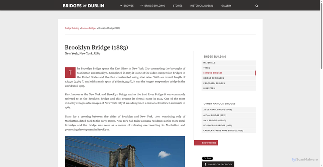 Security scan screenshot of http://www.bridgesofdublin.ie/bridge-building/famous-bridges/brooklyn-bridge-1883